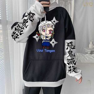 Kvinnors hoodies tröjor harajuku demon slayer japanska anime hoodies män kvinnor plus storlek vinter lång ärm tecknad uzui tengen rolig tryckt tröja