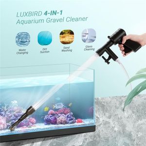 Ferramentas Luxbird kit de limpeza de cascalho de aquário, bomba de sifão a vácuo com mangueira de filtro, trocador de água para tanque de peixes, acessórios de limpeza de bomba de ar