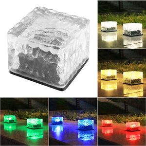 Luzes de cubo de gelo LED, lâmpada de gramado Luz de tijolos solares de vidro, paisagem LED Light Buried Light Square Cube, para o caminho ao ar livre pátio branco r/g/g/b acampamento de pátio de jardim quente