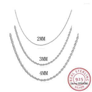 Цепи 925 Серебряный 2 мм/3 мм/4 мм веревка веревки женщины мужчины модные ожерелья украшения ювелирные изделия 16 