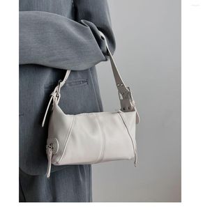 Evening Bags 2023 Retro Women Tote Bag Underarm Handbag Dumplings Motor Style Office Ladies Soft PU Leather Shoulder Black White Sac