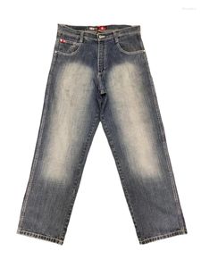 Jeans para mujeres Retro Hip Hop Style Loose Womens angustiado pantalones de pierna ancha Fit Y2K Streetwear Skateboards