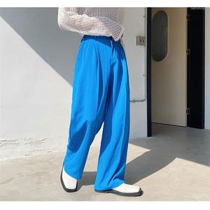Men's Pants Loose Casual Blue Striped Desinger Trousers Youth Man Suits Elastic Waist Side Adjustable Bottoms Korean Men Clothes