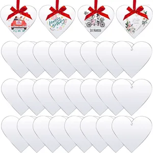 Keychains 24 Pcs 4 Inch Acrylic Heart Keychain Blank Discs Transparent Pendent With Hole For Wedding Ornament Shaped DIY Craft