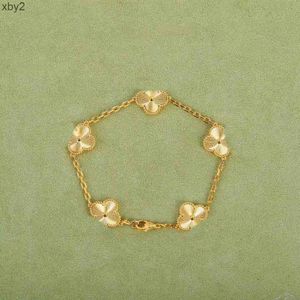 Charm Bracelets 2023 Luxury quality S925 silver material charm bracelet with 5 pcs flowers in 18k gold plated have box stamp PS5043