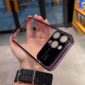 Luxury Plating Clear Hard PC Glass Lens Phone Case For iPhone 13 12 14 Pro Max 14 Plus Camera Protector Transparent Bumper Cover