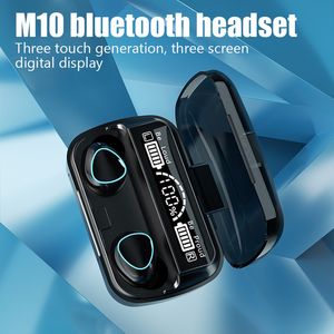 TWS新しいM10ワイヤレスBluetoothヘッドセット5.3イヤホンマイク付きイヤホン3000mAh充電器ボックスLEDディスプレイFONE
