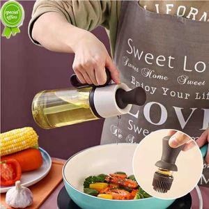 New 550ML Glass Olive Oil Spray Bottle with Silicone Brush Heat Resistance Large Capacity Seasoning Oil Dispenser Bottle Cook Tool