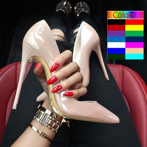 High Heel Luxury Red Bottoms Womens Designers Dress Shoes Styles Stiletto Heels 8 10 12CM Genuine Leather Point Toe Pumps Size 33-46