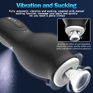 Masturbatori Masturbatore maschile Vibrazione Pompino Real Air Sucking Machine Automatic Vagina Masturbation Cup Sex Toys Articoli per adulti per uomini 230426