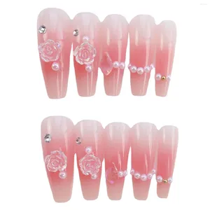 False Nails Tingindo rosa Falso Sem gel e luz UV necessária para os amantes de manicure blogueiros de beleza