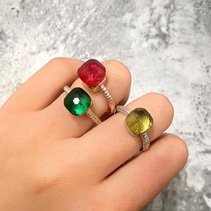 Rings de cluster NUDO ASSOLUTO Série de 22 cores do estilo Gem Multi-Facetado Cristal de Cristal de Copper Gold Ball Diamond Ring