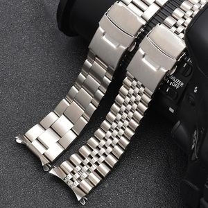 Watch Bands 20mm 22mm Stainless Steel Strap Men Solid Metal Curved End Wrist Band Bracelet For SKX007 009 SKX175 SKX173 SKXA35