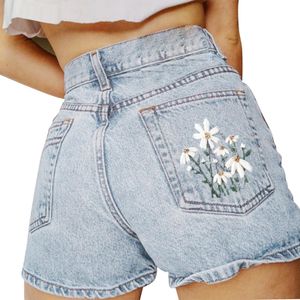 Women's Short's Fashion Ripped Denim Shorts Mid Riseストレッチクロップドジーンズ230426