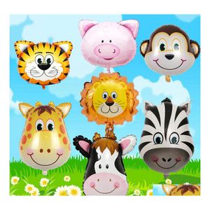 Parti dekorasyonu büyük boy karikatür hayvanlar folon balon kaplan aslan inek maymun alüminyum film balonları çocuk oyuncak doğum günü düğün damla dhtmd