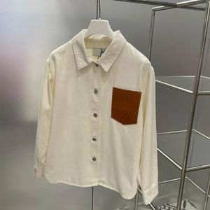 Designer Damen Blusen Denim T-Shirts Langarm T-Shirts Casual Tops Kleidung Weiß