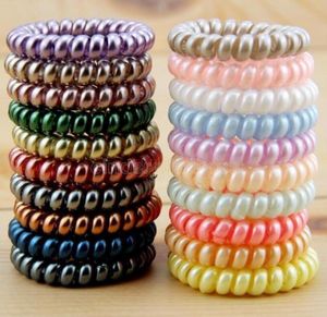 New Women Scrunchy Girl Hair Coil Rubber Hair Bands Ties Rope Ring Ponytail Holders Telephone Wire Cord Gum Hair Tie Bracelet FY4851