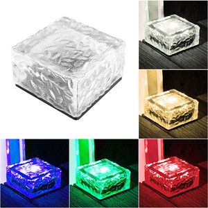 LED Ice Cube Lights, Rasenlampe Solar Brick Light, 4 LED 100 mm LED-Landschaftslicht aus Milchglas, quadratisch, für Outdoor Pathway Patio Yard Warm White Garden Camping