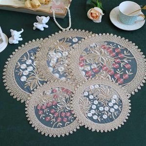 Bord mattor kuddar broderier blommor placemat cup mugg te panna kök matsal matta spetsar doil jul bröllop dryck padmats matsmats