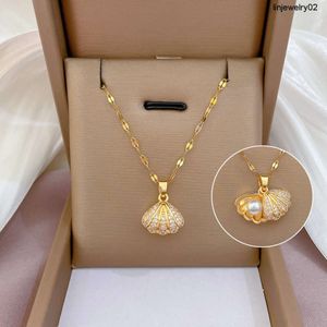 Tarnish free gold plated stainless steel mixed design zircon pendant jewelry fashion necklace for women girl accessories