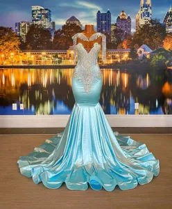 Luxury Diamond Prom Dresses 2024 Scoop Rhinestone Backless Mermaid Party Gowns African Women Party Dress