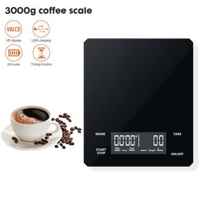 Hushållsskalor 3 kg Intelligent kaffeskala med timer HD Display Electronic Hand Brewing Coffee Scale Hushåll Matskala Kök Tillbehör 230426