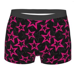 Underpants Stars Print Black and Pink Men Sexy Underwear Boxer Hombre Boys Polysters Soft Boxershorts