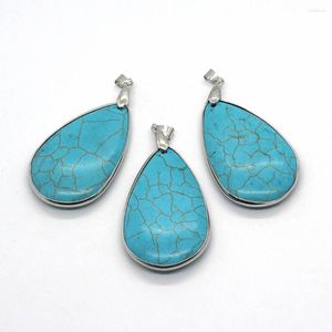 Подвесные ожерелья натуральные каменные подвески Синтетические бирюзовые девеловые чары для ювелирных изделий для ювелирных изделий.