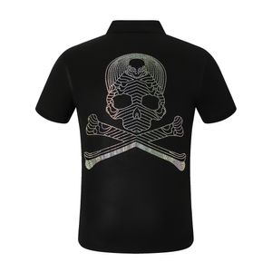 Camisa Polo Mens SS Skull Skull Summer 100% Camisetas de algodão Men Men Skull Tops de alta qualidade Roupas de tamanho grande 84609