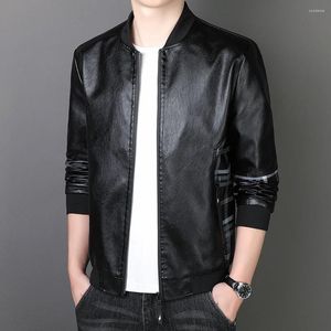 Men's Jackets KOODAO Leather For Men Outdoors Fashion Casuals Motorcycle Clothing Polyester Winter Black/Red