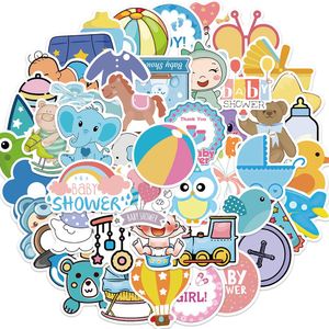 50 PCS Baby Shower Kids Stickers For Car Fridge Helmet Ipad Bicycle Phone Motorcycle PS4 Notebook Pvc DIY Decals Teens Adults
