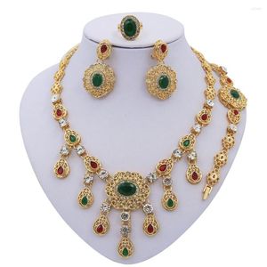 Necklace Earrings Set Unique Vintage Multicolor Woman Jewelry Nigerian Bridal Wedding Ring Bracelet Accessories Wholesale Price