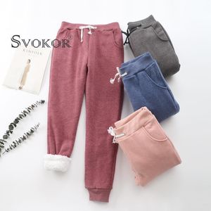 Capris Sokor Women Winter Warm Pants Cashmere Velvet Thick Casual Cotton Contears Straight Sports Harem Pants Girl Coldresistant Pants