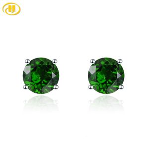 Stud Genuine Green Chrome Diopside Solid 925 Silver Earring Women Fine Jewelry Multicolor Birthstone Gifts Classic Style 230425