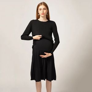 Skirts Maternity Knit Skirts Pregnant's Knitted Skirts Women Classic Black Dress Elastic Waist Great Quality 231124