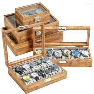 Watch Boxes Handmade Christmas Gift Box Bamboo Clock Case Time Horloge Casket For Holding Bracelet Storage