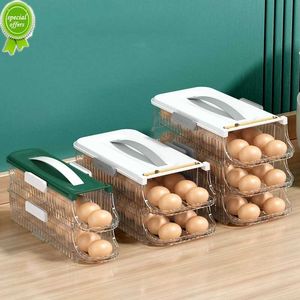 Automatisk rullande äggförvaringslåda Portabel Hållbar ägghållare Stapelbar kylskåp Eggs Organisator SPARE SAVER CONTAINER