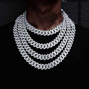 Hip Hop Jewelry Full Diamond Custom Miami Cz Prong Men Gold Plated Chain Necklace Iced Out Sliver Men Cuban Link 19mm Jewelry