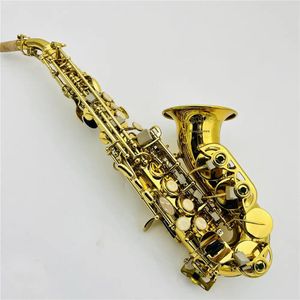 Imagens reais W010 Saxofone soprano B plano de latão banhado a madeira profissional com acessórios de capa frete grátis