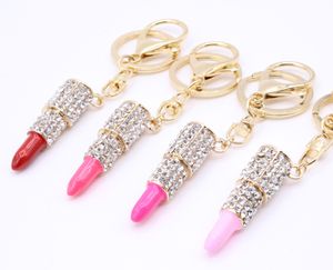 Lip Gloss Shap -Key Ring Diamond Batom Shape Keychain Chave de metal personalizado Jóias de moda