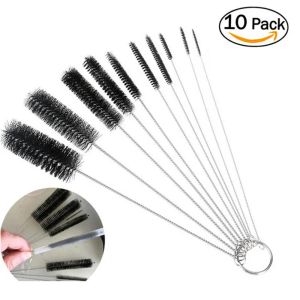 10 stücke Trinkhalme Reinigung Pinsel Set Nylon Rohr Rohr Für Flasche Tastaturen Schmuck Edelstahl Griff Sauber Pinsel Werkzeuge TH1231