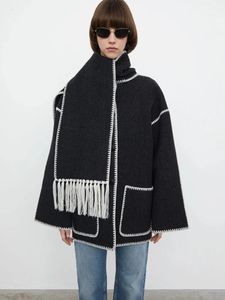 Damen Wollmischungen TOTE Marke Frühling Kleiner duftender Stil Luftige bestickte weiße Kante Fransen Schal Jacke Hohe Qualität 231124