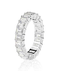 Eternity Emerald Cut Lab Diamond Ring 925 STERLING Gümüş Nişan Gelinlik Kadın Mücevherleri Hediye 3015184