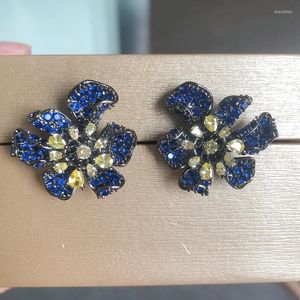 Studörhängen Bilincolor Fashion Royal Blue Flower Earring for Women Bridal