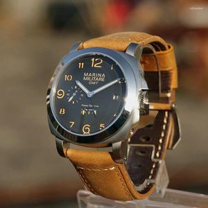 Wristwatches Drop 44mm Military Watch For Seagull ST25 Automatic Mechanical Movement Waterproof Calendar Men's