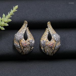 Stud Earrings Lanyika Fashion Jewelry Delicate Water Drop Tulip Inlay Micro Pave Daily Wedding Party Luxury Gift