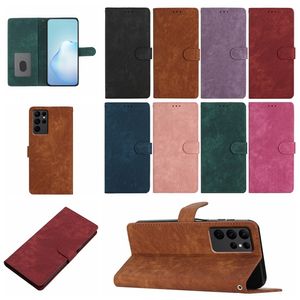 Samsung S23 Ultra Galaxy S22 Plus S21 Fe Note 20 M53 M33 M52 M32 M23 Ancient Hand Feeling Leather Wallet Skine Feel Chread ID Card Card Slot Holder Flip Cover PU Purse