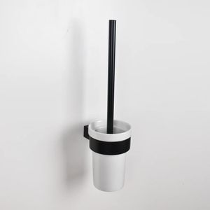 Toilet Brushes Holders Aluminum Toilet Brush Holder Black Ceramic Holder Wall Mounted Brush With Aluminum Hanger Toilet Clean Brush Hanger Euro Style 231124