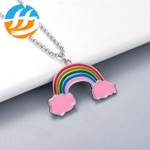 Old Silversmith S925 Silver Rainbow Necklace Female Sterling Silver Young Models to Send Girlfriend Fine Paragraph Clouds Silver Necklace Collarbone Chain