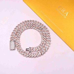 13mm 925 Sterling Silver Rose Gold Plated Vvs Moissanite Iced Out Cuban Link Chain Pass Diamond Test Hip Hop Jewelry